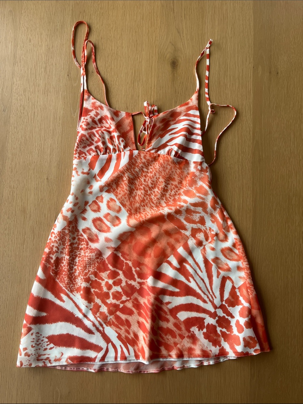 ASOS Orange and White Animal-Print Mini Dress